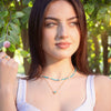Wholesale Handmade Beaded Blue Turquoise Natural Stone Heart Pendant Stainless Steel 18K Gold Electroplated Clavicle Chain Necklace For Women