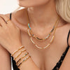 Wholesale Handmade Beaded Collarbone Necklace And Bracelet Set With Natural Stone And Imitation Pearl Light Luxury Style Electroplated