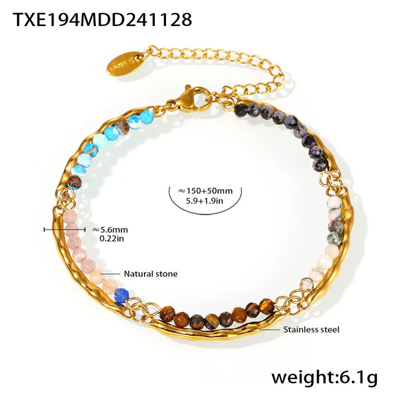 Wholesale Handmade Beaded Collarbone Necklace And Bracelet Set With Natural Stone And Imitation Pearl Light Luxury Style Electroplated