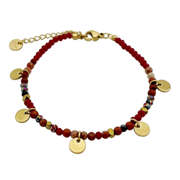 Wholesale Handmade Beaded Elegant Geometric Stainless Steel Natural Stone Bracelet For Women With Electroplating