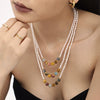 Wholesale Handmade Beaded Necklace With Freshwater Pearl Natural Stone And Stainless Steel In Light Luxury Style And Geometric Pattern