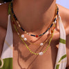 Wholesale Handmade Beaded Necklace With Natural Lapis Lazuli And Red Agate 316L Stainless Steel Geometric Pattern For Women