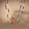 Wholesale Handmade Beaded Necklace With Natural Lapis Lazuli And Red Agate 316L Stainless Steel Geometric Pattern For Women