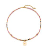 Wholesale Handmade Beaded Necklace With Red Stripe Stone And Butterfly Pendant In Retro Style For Women