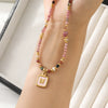 Wholesale Handmade Beaded Necklace With Red Stripe Stone And Butterfly Pendant In Retro Style For Women
