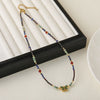 Wholesale Handmade Beaded Necklace With Red Stripe Stone And Butterfly Pendant In Retro Style For Women