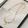 Wholesale Handmade Beaded Necklace With Red Stripe Stone And Butterfly Pendant In Retro Style For Women
