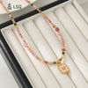 Wholesale Handmade Beaded Necklace With Red Stripe Stone And Butterfly Pendant In Retro Style For Women