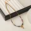 Wholesale Handmade Beaded Necklace With Red Stripe Stone And Butterfly Pendant In Retro Style For Women