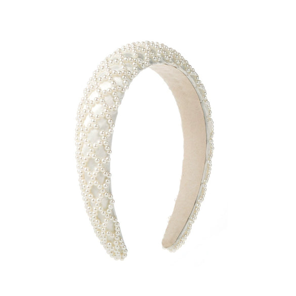 Wholesale Handmade Beaded Sponge Headband With Pearls And Geometric Style For Women