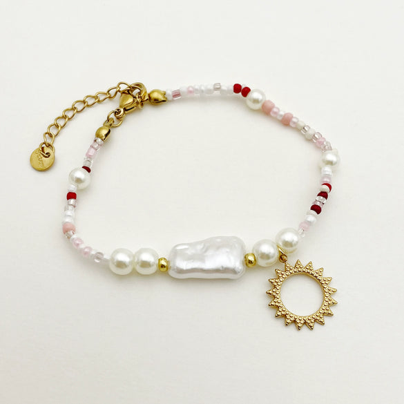 Wholesale Handmade Beaded Titanium Steel Necklace And Bracelet Set For Women With Stars Sun Moon Clouds Universe Pattern And Electroplating Treatment