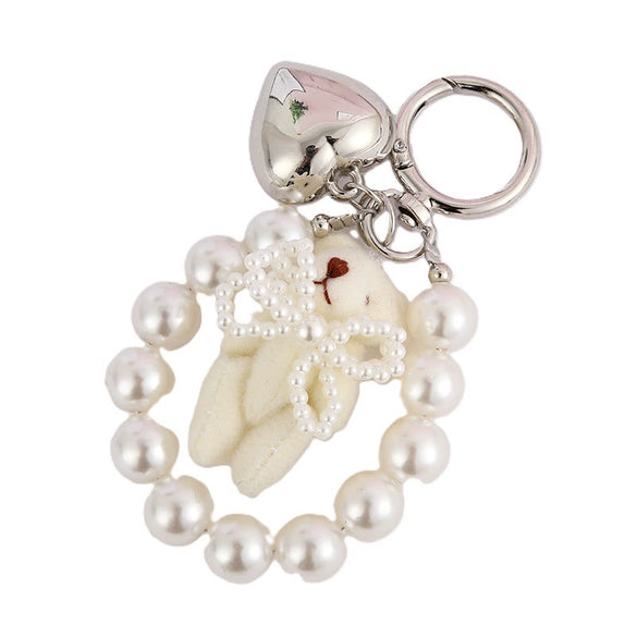 Wholesale Handmade Beads Cartoon Animals Plush Bear Pendant Keychain Hanging Chain