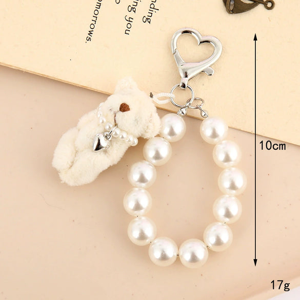 Wholesale Handmade Beads Cartoon Animals Plush Bear Pendant Keychain Hanging Chain