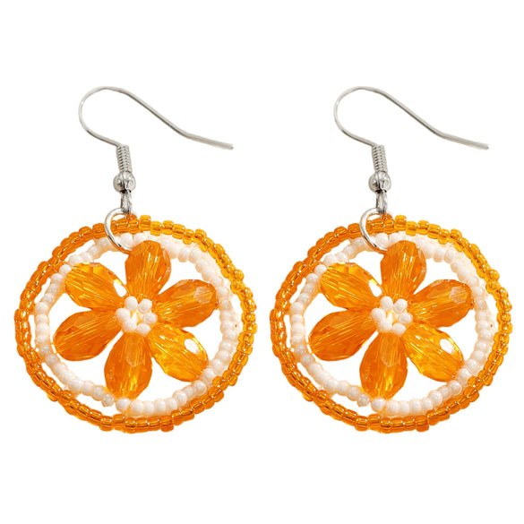 Wholesale Handmade Beads 14K Gold Ear Needle Fruit Shape Orange Earrings For Women