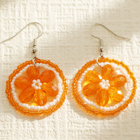 Wholesale Handmade Beads 14K Gold Ear Needle Fruit Shape Orange Earrings For Women