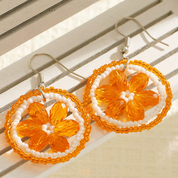 Wholesale Handmade Beads 14K Gold Ear Needle Fruit Shape Orange Earrings For Women