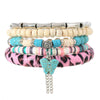 Wholesale Handmade Bohemian Style Geometric Wood Beaded Bull Head Palm Elastic Rope Bracelet Fivepiece Set Unisex