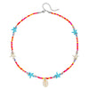 Wholesale Handmade Bohemian Style Multilayer Rice Beads And Pine Stone Geometric Type Women's Stainless Steel Pendant O Word Chain Necklace