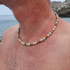 Wholesale Handmade Coconut Shell And Green Aventurine Geometric Pattern Unisex Necklace