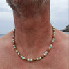 Wholesale Handmade Coconut Shell And Green Aventurine Geometric Pattern Unisex Necklace