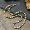 Wholesale Handmade Coconut Shell And Green Aventurine Geometric Pattern Unisex Necklace