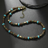 Wholesale Handmade Coconut Shell And Green Aventurine Geometric Pattern Unisex Necklace