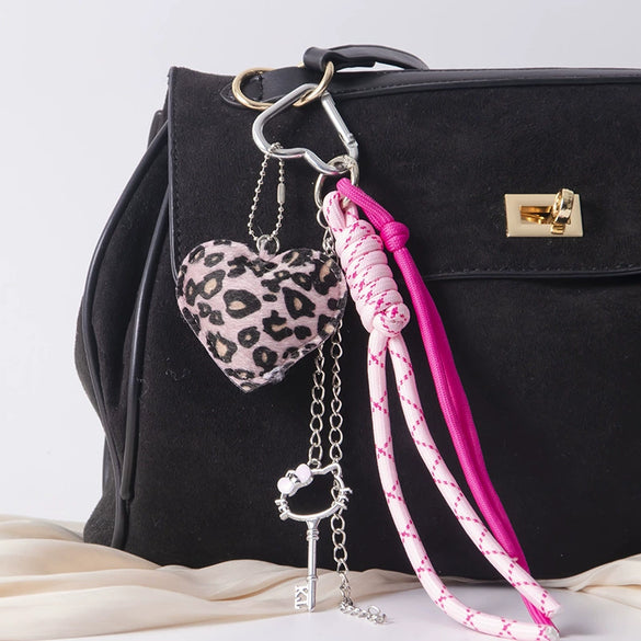 Wholesale Handmade Color Printed Pu Leopard Print Heart And Small Animal Pattern Keychain And Bag Pendant Luggage Accessories