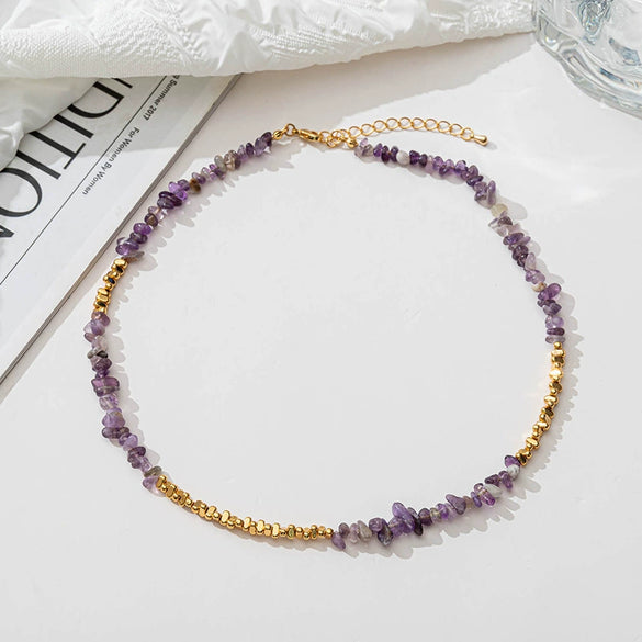 Wholesale Handmade Copper And Natural Stone Geometric Clavicle Necklace