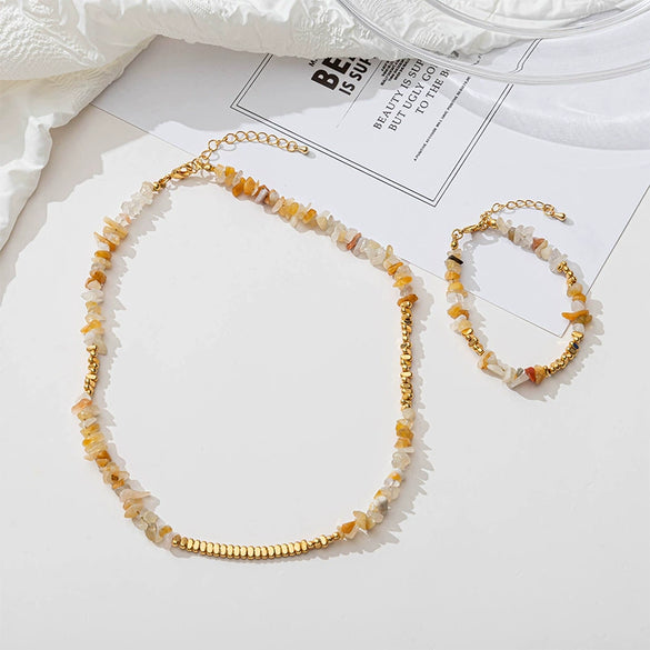 Wholesale Handmade Copper And Natural Stone Geometric Clavicle Necklace