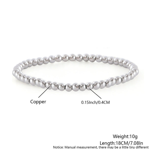Wholesale Handmade Copper Geometric Minimalist Women's Stacked Beads Elastic Rope Bracelet