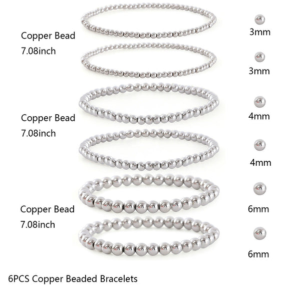 Wholesale Handmade Copper Geometric Minimalist Women's Stacked Beads Elastic Rope Bracelet