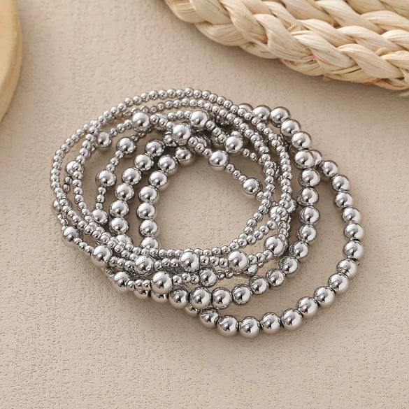 Wholesale Handmade Copper Geometric Minimalist Women's Stacked Beads Elastic Rope Bracelet