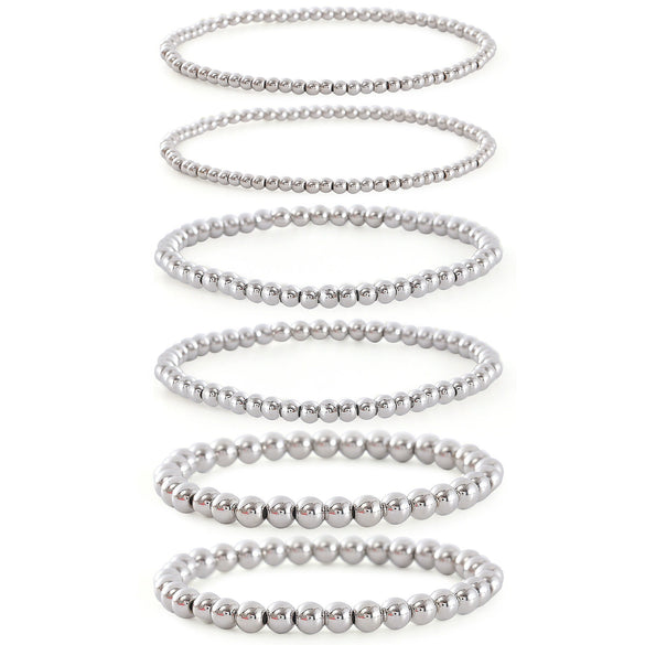 Wholesale Handmade Copper Geometric Minimalist Women's Stacked Beads Elastic Rope Bracelet
