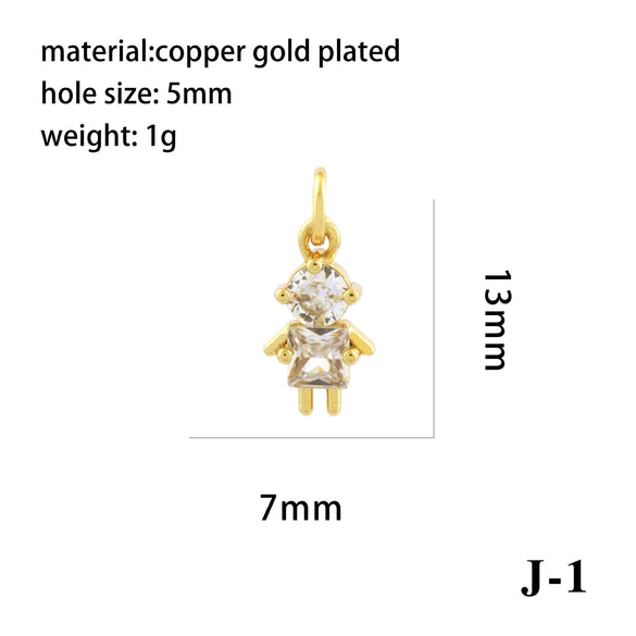 Wholesale Handmade Copper Jewelry Accessories With Inlaid Zircon And Cartoon Characters Angel Boy Girl Small Pendant Diy Necklace