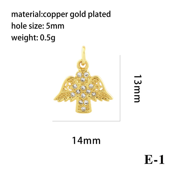 Wholesale Handmade Copper Jewelry Accessories With Inlaid Zircon And Cartoon Characters Angel Boy Girl Small Pendant Diy Necklace