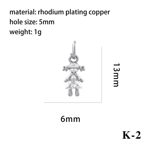 Wholesale Handmade Copper Jewelry Accessories With Inlaid Zircon And Cartoon Characters Angel Boy Girl Small Pendant Diy Necklace