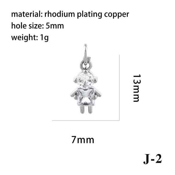 Wholesale Handmade Copper Jewelry Accessories With Inlaid Zircon And Cartoon Characters Angel Boy Girl Small Pendant Diy Necklace