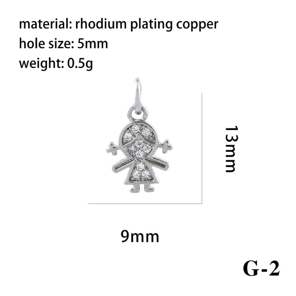Wholesale Handmade Copper Jewelry Accessories With Inlaid Zircon And Cartoon Characters Angel Boy Girl Small Pendant Diy Necklace