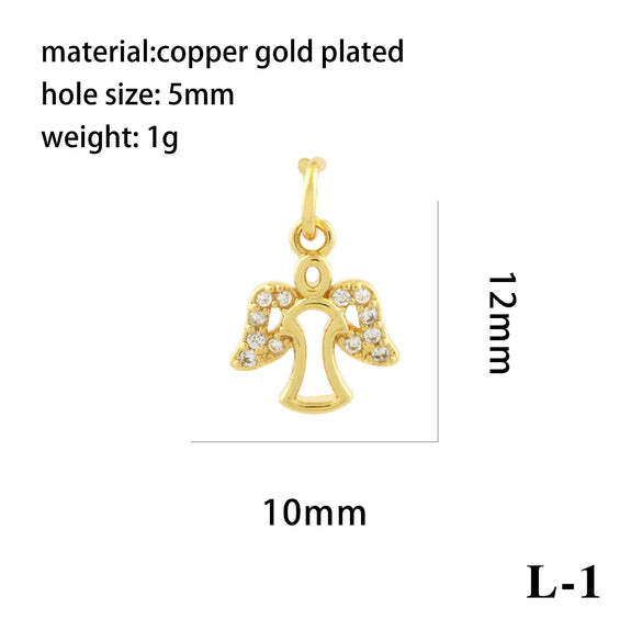 Wholesale Handmade Copper Jewelry Accessories With Inlaid Zircon And Cartoon Characters Angel Boy Girl Small Pendant Diy Necklace