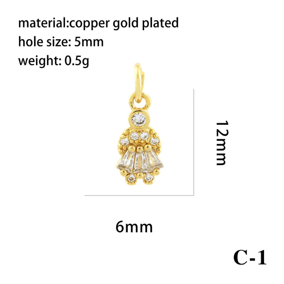 Wholesale Handmade Copper Jewelry Accessories With Inlaid Zircon And Cartoon Characters Angel Boy Girl Small Pendant Diy Necklace