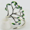Wholesale Handmade Copper Women's Leaf Branch Ring With Zircon Treatment