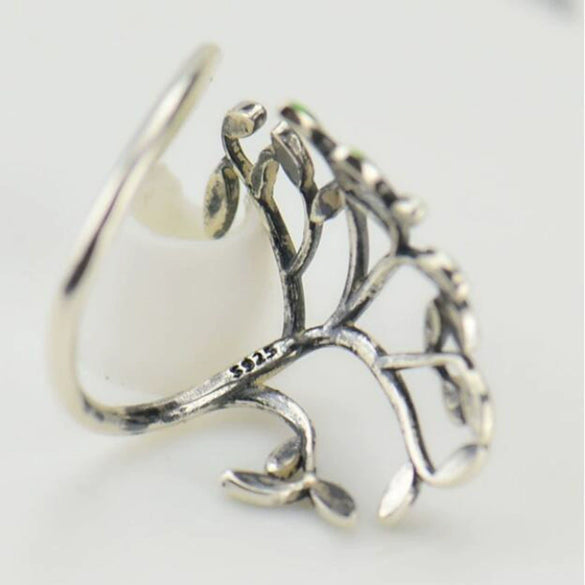 Wholesale Handmade Copper Women's Leaf Branch Ring With Zircon Treatment