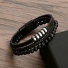 Wholesale Handmade Cowhide Braided Stainless Steel Geometric Bracelets For Men