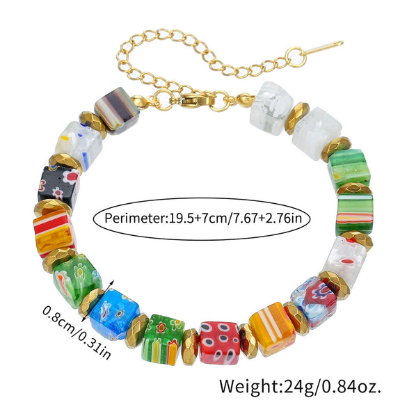Wholesale Handmade Crystal Glass Beads Bracelet With Geometric Style