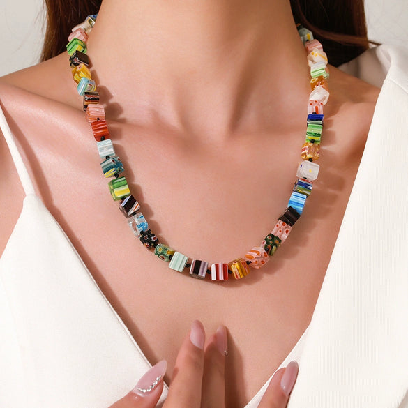 Wholesale Handmade Crystal Glass Beads Bracelet With Geometric Style