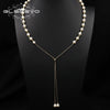 Wholesale Handmade Drop Shape Retro Pearl Long Necklace For Women With Metal And Water Wave Chain