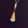 Wholesale Handmade Drop Shape Retro Pearl Long Necklace For Women With Metal And Water Wave Chain
