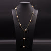 Wholesale Handmade Drop Shape Retro Pearl Long Necklace For Women With Metal And Water Wave Chain