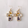Wholesale Handmade Electroplated Alloy Dried Flower Earrings For Women