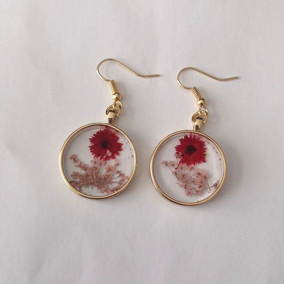 Wholesale Handmade Electroplated Alloy Dried Flower Earrings For Women